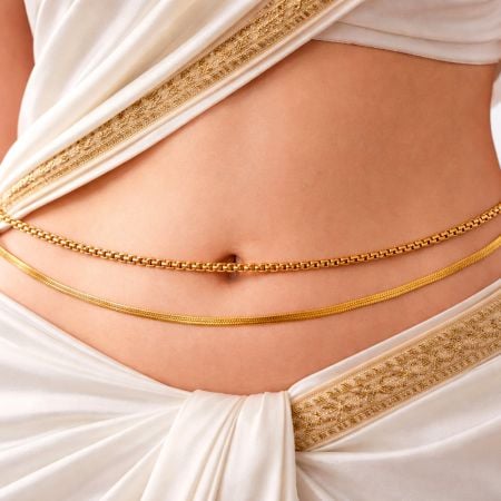 Handmade Stainless Steel 18K Gold Layered Waist Chain
